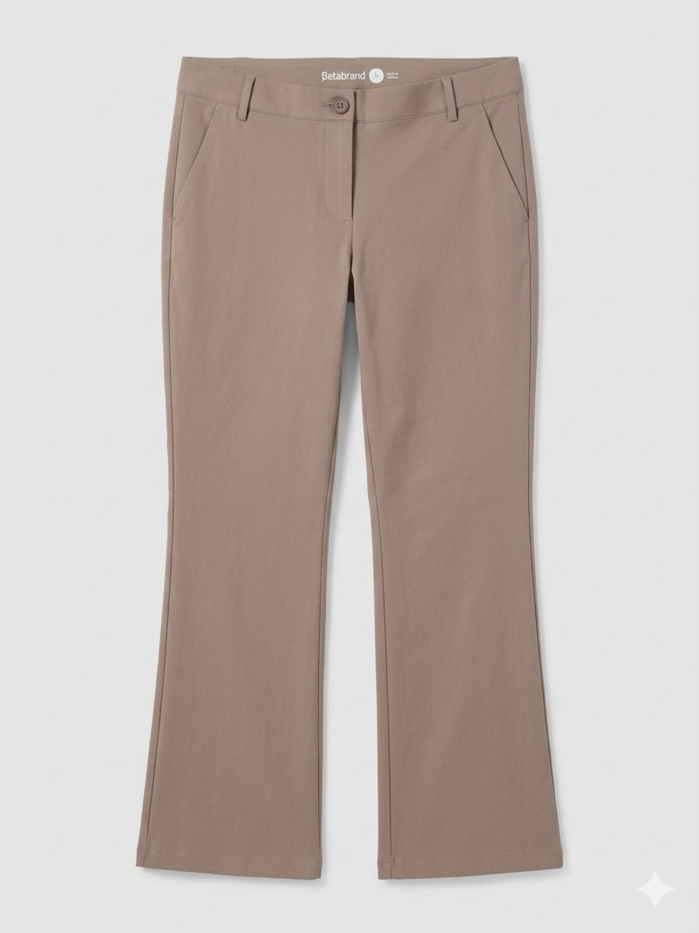 Betabrand Women's Taupe Stretch Dress Pants